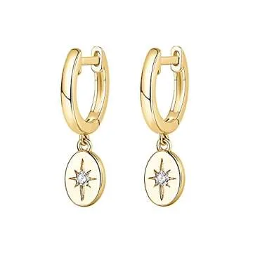 PAVOI Sparkling Gold Starburst Huggie Hoop Earrings