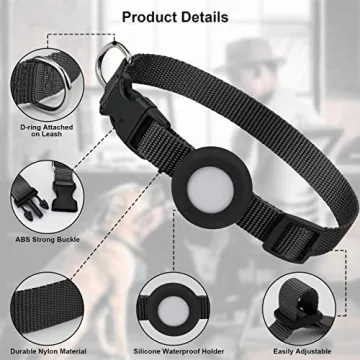 Durable Airtag Dog Collar for Small Dogs - Adjustable Design