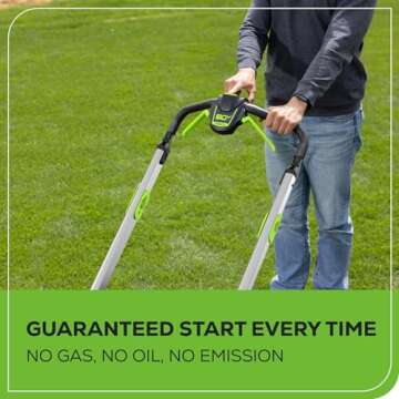 Greenworks 80V 21" Brushless Cordless (Push) Lawn Mower (LED Headlight + Aluminum Handles), 4.0Ah Battery and Rapid Charger Included (75+ Compatible Tools)