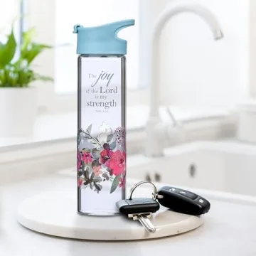 Christian Floral Water Bottle - Nehemiah 8:10