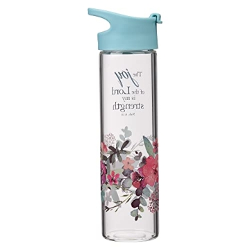 Christian Floral Water Bottle - Nehemiah 8:10