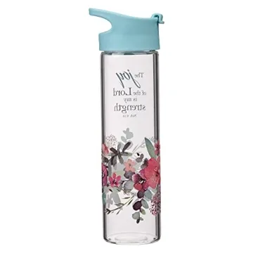 Christian Floral Water Bottle - Nehemiah 8:10