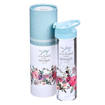 Christian Floral Water Bottle - Nehemiah 8:10