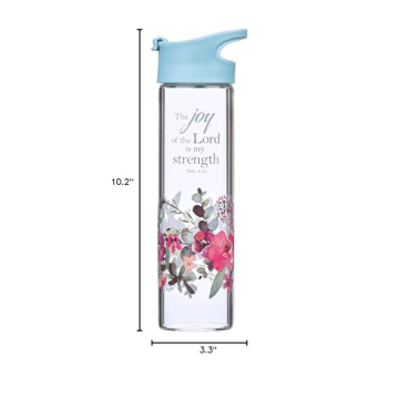 Christian Floral Water Bottle - Nehemiah 8:10