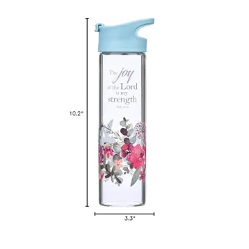 Christian Floral Water Bottle - Nehemiah 8:10