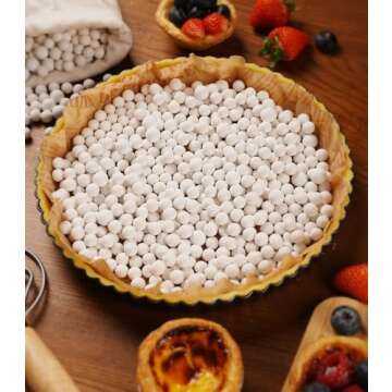 1.1lbs Pie Weights for Baking Crusts,Ceramic Baking Beans for Blind Bake, Reusable Ceramic Stoneware...