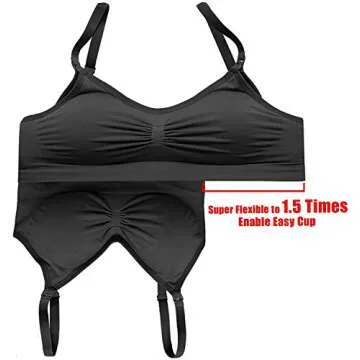Women's Adjustable Seamless Nursing Bra Push Up Comfort Sleep Bralette Black,3PCS/Pack(Black),Medium