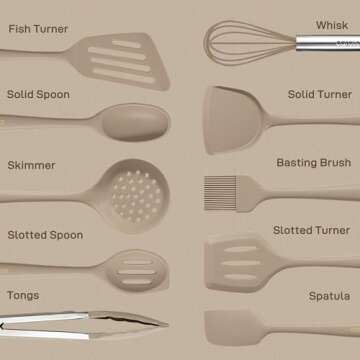 CAROTE Kitchen Utensil Set for Nonstick Cookware, Heat Resistant Silicone Cooking Utensils Set 10pcs...