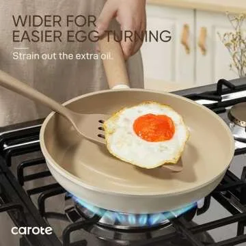 CAROTE Kitchen Utensil Set for Nonstick Cookware, Heat Resistant Silicone Cooking Utensils Set 10pcs, Brown, Oderless Spatula, Turner