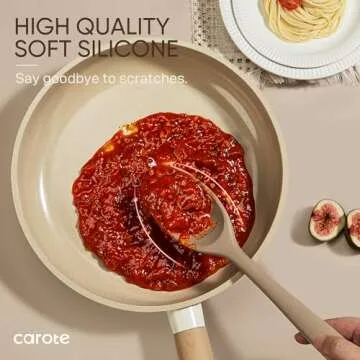 CAROTE Kitchen Utensil Set for Nonstick Cookware, Heat Resistant Silicone Cooking Utensils Set 10pcs, Brown, Oderless Spatula, Turner