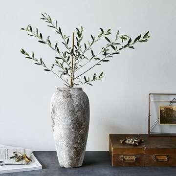 HUANGXIN Rustic Ceramic Flower Vase Farmhouse Pottery Clay Tall Terracotta Floor Vases for Decorative Centerpiece Minimalism Home Decor Aesthetic Living Room Bedroom Table Wedding Housewarming Gift