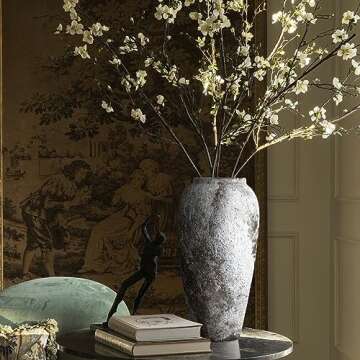 HUANGXIN Rustic Ceramic Flower Vase Farmhouse Pottery Clay Tall Terracotta Floor Vases for Decorative Centerpiece Minimalism Home Decor Aesthetic Living Room Bedroom Table Wedding Housewarming Gift