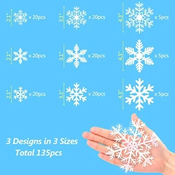 LUDILO Christmas Window Clings - 135Pcs Snowflakes Stickers