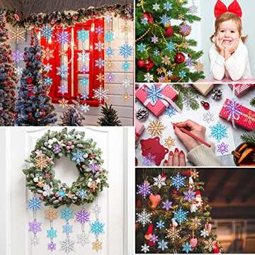 MTLEE 45 Christmas Snowflake Ornaments for Winter Decor