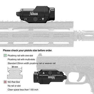 Feyachi HL-20 Pistol Light Compact 400 Lumens Weapon Light Pistol Flashlight Tactical Handgun Rail Mount Flashlight