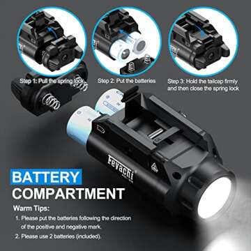 Feyachi HL-20 Pistol Light Compact 400 Lumens Weapon Light Pistol Flashlight Tactical Handgun Rail Mount Flashlight