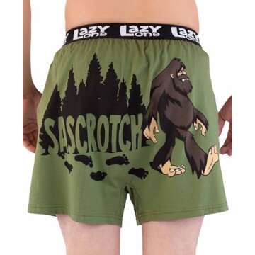 Lazy One Funny Animal Boxers, Novelty Boxer Shorts, Humorous Underwear, Gag Gifts for Men (Sascrotch...