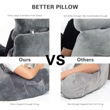 SLIGUY Reading Pillow Extra Large 31" Bed Rest Pillow with Detachable Neck Roll for Sitting in Bed or Couch Adult Back Pillow for Watching TV/Gaming/Relaxing