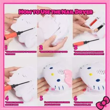 Townley Girl Hello Kitty and Friends 8 Pack Non-Toxic Peel-Off Shimmer and Opaque, Water-Based Safe Nail Polish Set with Nail Dryer for Kids, AA Batteries Not Included, Ages 3 and Up