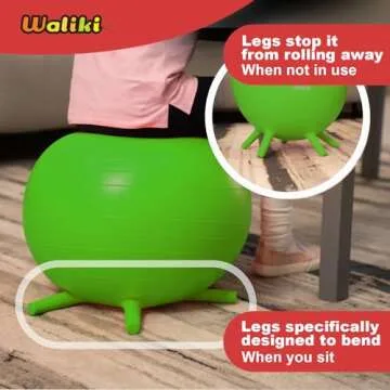 WALIKI Alternative Classroom Seating Chair Ball | 18"/45CM Flexible Classroom Seating | Green Stability Ball for Focus & Sensory Kids