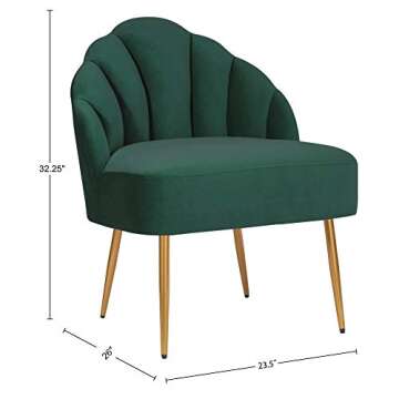 Amazon Brand – Rivet Sheena Glam Tufted Velvet Shell Chair, Emerald, 23.5"L x 26"W x 32.25"H