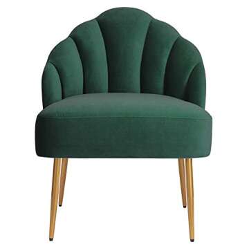 Amazon Brand – Rivet Sheena Glam Tufted Velvet Shell Chair, Emerald, 23.5"L x 26"W x 32.25"H