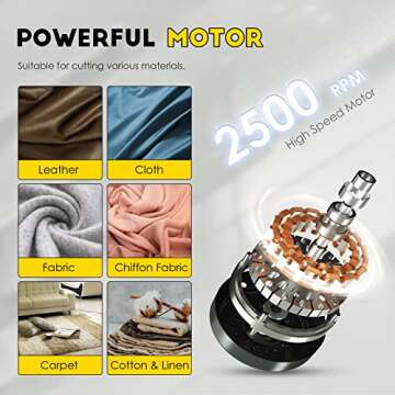 CGOLDENWALL Electric Rotary Fabric Cutter, Multi-layer Electric Fabric Scissors with 1"Cutting Thickness, for Cloth Fabric Leather and Carpet, Comes with Replacement Blades, Sharpening Stones 110V