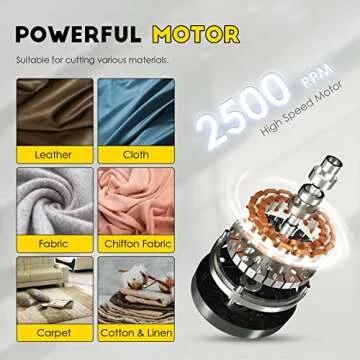 CGOLDENWALL Electric Rotary Fabric Cutter, Multi-layer Electric Fabric Scissors with 1"Cutting Thickness, for Cloth Fabric Leather and Carpet, Comes with Replacement Blades, Sharpening Stones 110V