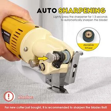 CGOLDENWALL Electric Rotary Fabric Cutter, Multi-layer Electric Fabric Scissors with 1"Cutting Thickness, for Cloth Fabric Leather and Carpet, Comes with Replacement Blades, Sharpening Stones 110V