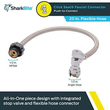 SharkBite 1/2 Inch Click Seal Faucet Connector - Flexible Plumbing Solution