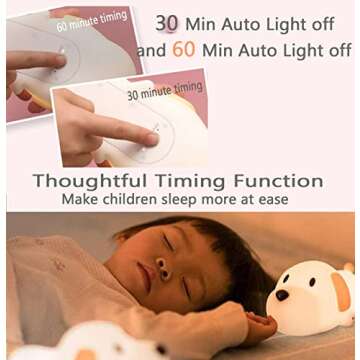 HAPPYBAG Kids Night Light,Cute Soft Silicone Dog Lamp Dimmable Nursery Portable Puppy Kawaii Lamps,Bedside Lamp for Baby and Toddler,Boy Girls