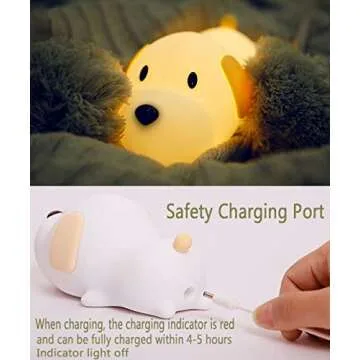 HAPPYBAG Kids Night Light,Cute Soft Silicone Dog Lamp Dimmable Nursery Portable Puppy Kawaii Lamps,Bedside Lamp for Baby and Toddler,Boy Girls