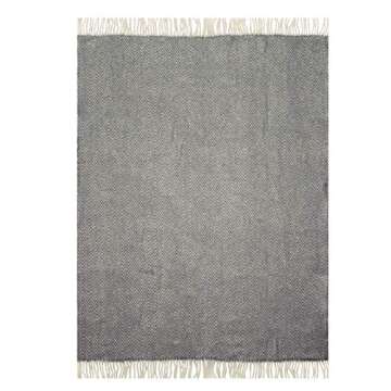 Jaroslav Merino Wool Blanket Throw 100% Organic Sheep Lightweight with Fringes Soft Accent Home Bed Spread • 71 x 51 Inches