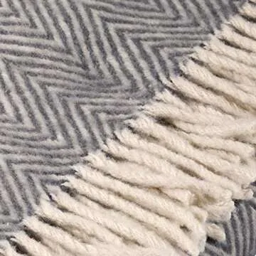 Jaroslav Merino Wool Blanket Throw 100% Organic Sheep Lightweight with Fringes Soft Accent Home Bed Spread • 71 x 51 Inches