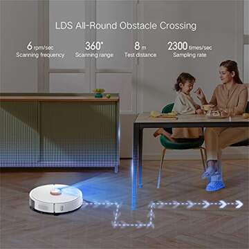 Lydsto R1 Self-Empty Robotic Vacuum Cleaner, Robot Vacuums and Mop, Lidar Navigation, 2700Pa Strong Suction, Smart Mapping, Wi-Fi Connected, Ideal for Pets Hair, Carpets and Hard Floors