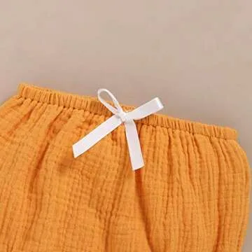 KONIGHT Kids Toddler Infant Baby Girls Summer Shorts Outfits Cotton Ruffles Sleeveless Shirt Tops+Short Pants 2Pc Clothes Set