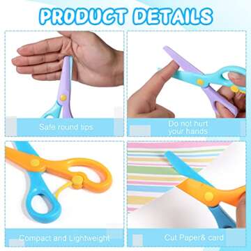 6 Pack Plastic Safety Scissors, Toddlers Training Scissors, Pre-school Training Scissors, Children S...