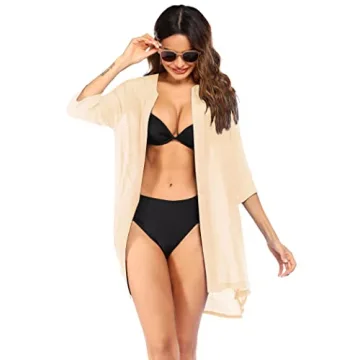 Ekouaer V-Neck Women's Beach Cover Up Shirt