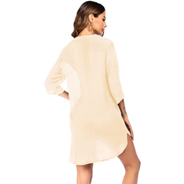 Ekouaer V-Neck Women's Beach Cover Up Shirt