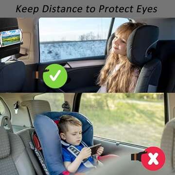 HTLAKIKJ Phone Mount for Car Headrest Fits All 3.5-7 Inch Cell Phone and Devices Silicone Car Phone Holder Mount for Kids in Back Seats - Black