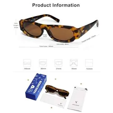 VANLINKER Retro 90s Oval Sunglasses for Unisex Fashion