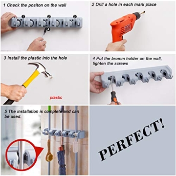 Heavy Duty Wall Mount Broom Mop Holder Organizer