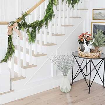 efivs arts 10 Pack Silver Artificial Glitter Berry Stems 15.7" Fake Christmas Picks Decorative Glitter Sticks for Christmas Tree DIY Wreath Crafts Fireplace Decor