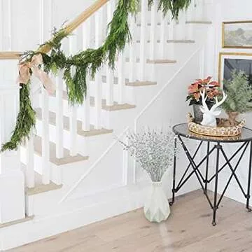 efivs arts 10 Pack Silver Artificial Glitter Berry Stems 15.7" Fake Christmas Picks Decorative Glitter Sticks for Christmas Tree DIY Wreath Crafts Fireplace Decor