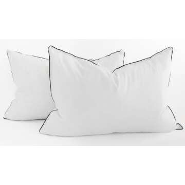 Goose Down and Feather Luxury Pillows by Maison Des Garçon, Hotel Collection Bed Pillows for Sleeping, 100% Cotton Shell, 400 Thread Count - Soft Hypoallergenic Queen Size Set of 2