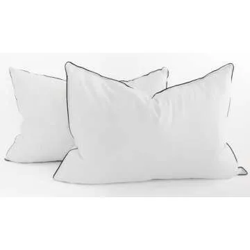 Goose Down and Feather Luxury Pillows by Maison Des Garçon, Hotel Collection Bed Pillows for Sleeping, 100% Cotton Shell, 400 Thread Count - Soft Hypoallergenic Queen Size Set of 2