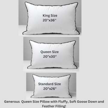 Goose Down and Feather Luxury Pillows by Maison Des Garçon, Hotel Collection Bed Pillows for Sleeping, 100% Cotton Shell, 400 Thread Count - Soft Hypoallergenic Queen Size Set of 2