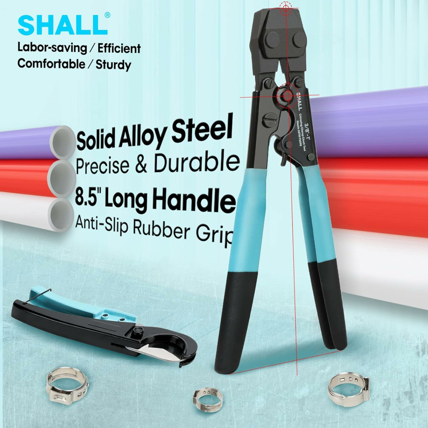 Pex Crimping Tool Kit with Hose Cutter & Clamps