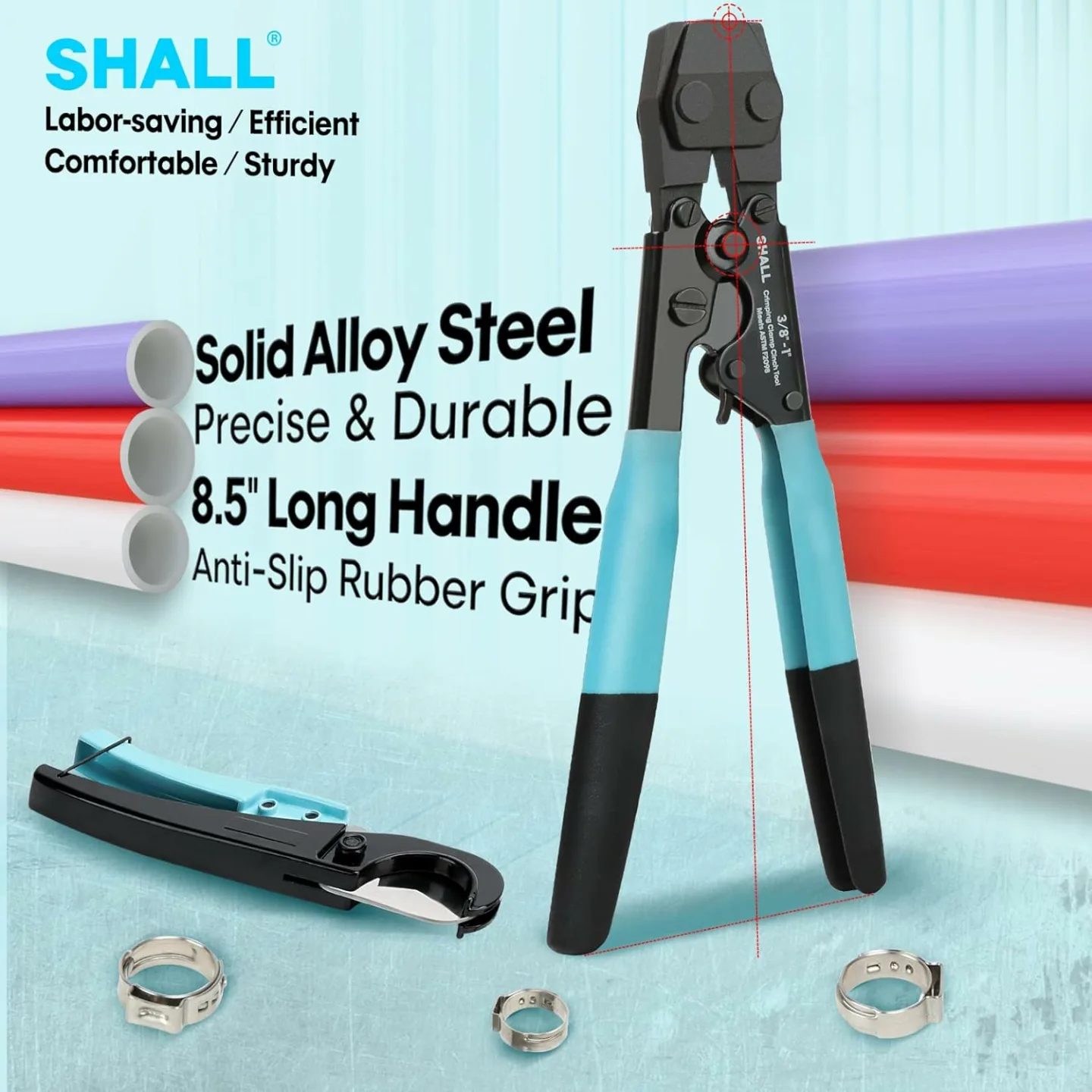 Pex Crimping Tool Kit with Hose Cutter & Clamps