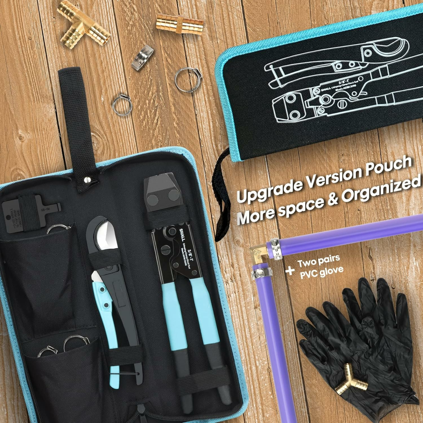 Pex Crimping Tool Kit with Hose Cutter & Clamps